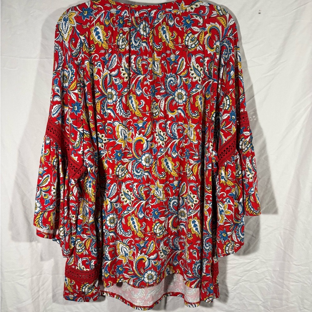 Ruby Rd. Red and Blue Floral Blouse - Picture 6 of 8